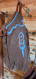 Kid's Chinks - Brown with Blue Trim